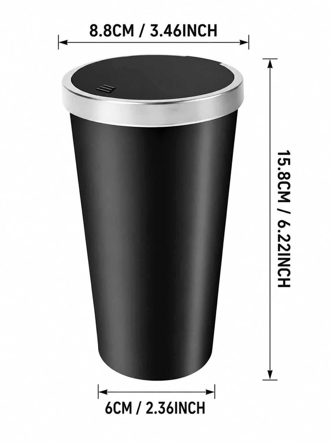 Mini Trash Can With Automatic Pop-Up Lid Design, Car Cup Holder Trash Can, Portable Storage Bin, Universal Small Trash Box For Car Interior And Desktop, Black Minimalist Interior Accessory