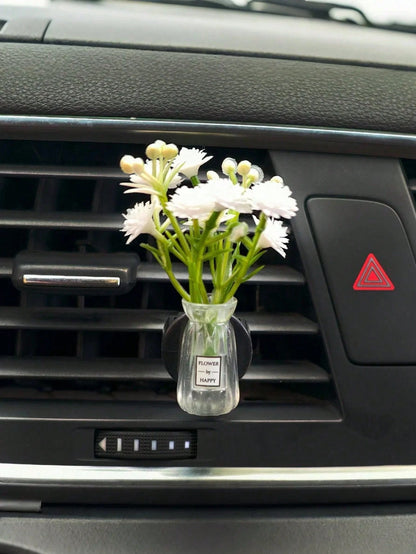 Mini Vase Car Air Vent Clip, Artificial Carnation Aroma Diffuser, Cute Car Interior Decor & Car Fragrance