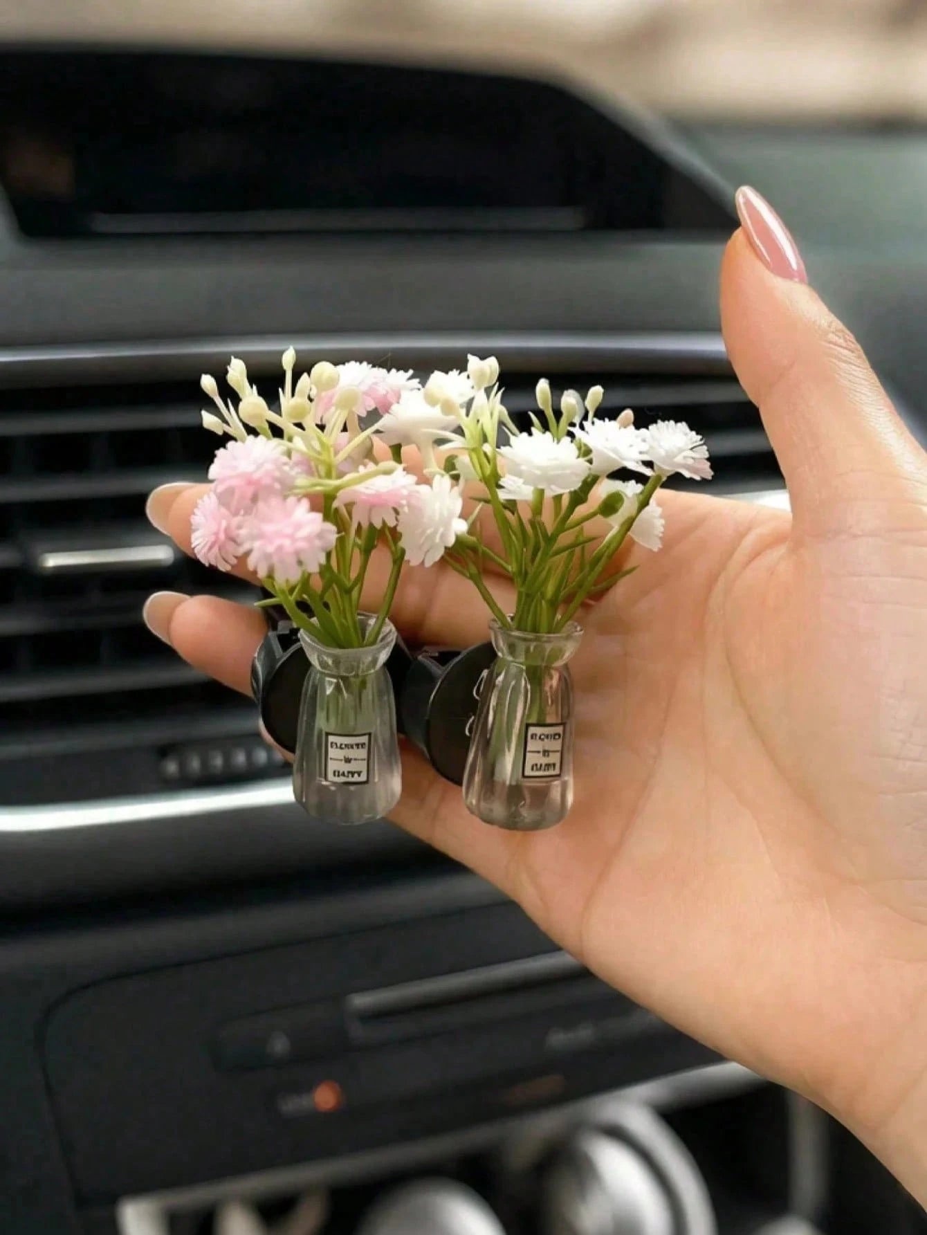 Mini Vase Car Air Vent Clip, Artificial Carnation Aromatherapy Diffuser, Cute Car Interior Decor And Car Fragrance