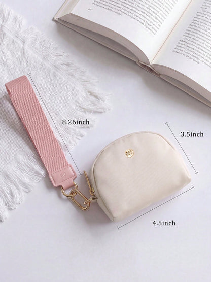 Mini Zip Around Wristlet Wallet For Women, Dual Pouch Coin Purse With Detachable Wrist Lanyard, Card Holder For Keys, Cards & Small Essentials