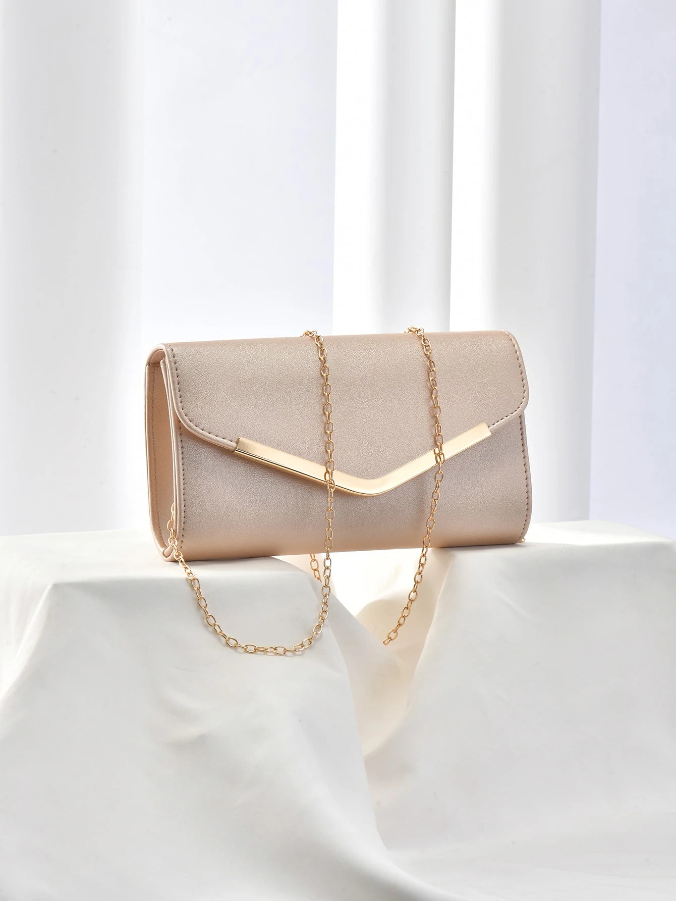 Minimalist Flap Square Bag Metal Decor Small For Party, Fashionable Clutch Bags For Woman