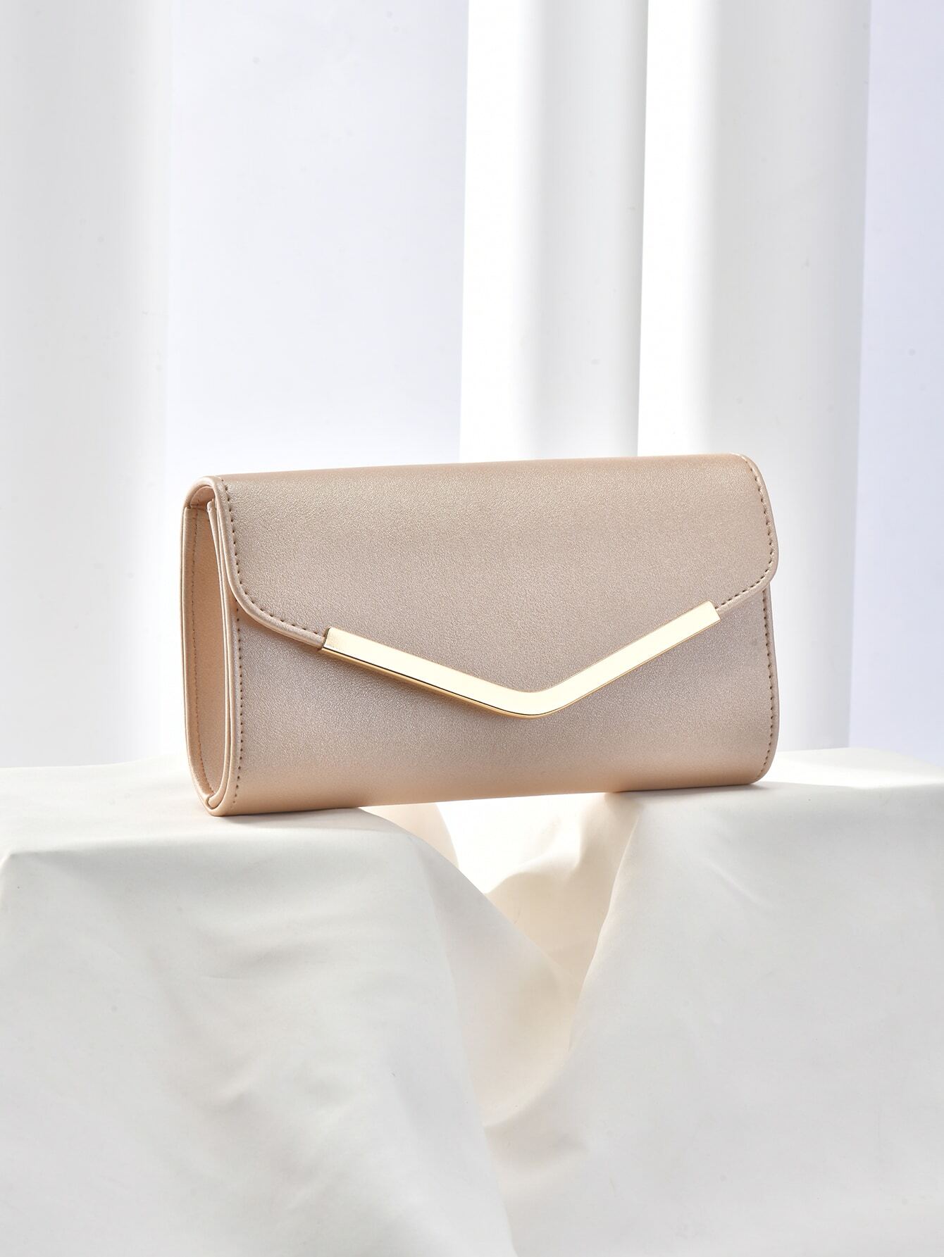 Minimalist Flap Square Bag Metal Decor Small For Party, Fashionable Clutch Bags For Woman