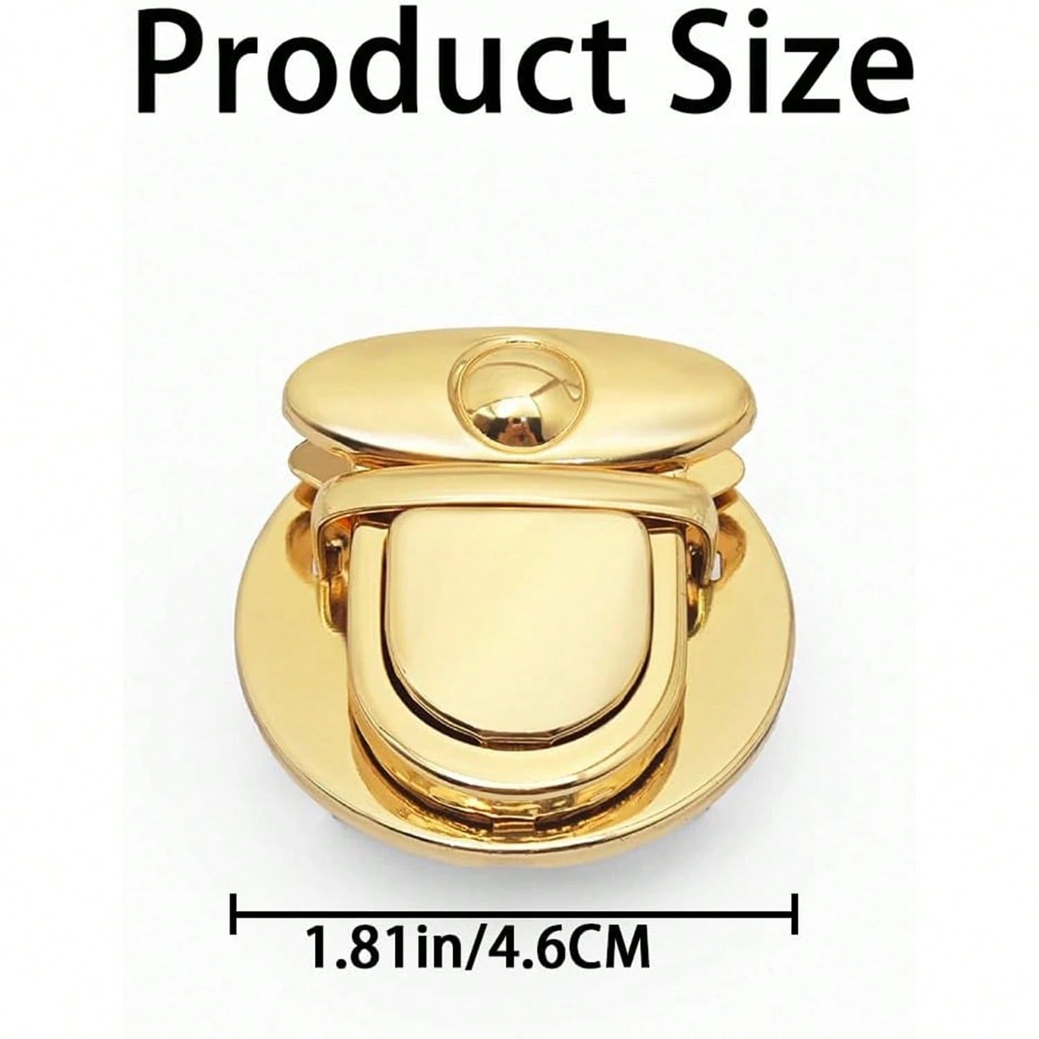 Minimalist Glossy Gold Round Push-Twist Lock Bag Hardware Replacement, Rust-Proof Anti-Oxidation Wear-Resistant DIY Leather Craft Handmade Bag Lock Clasp Accessory, Universal Gold Push Lock Fits Quilt