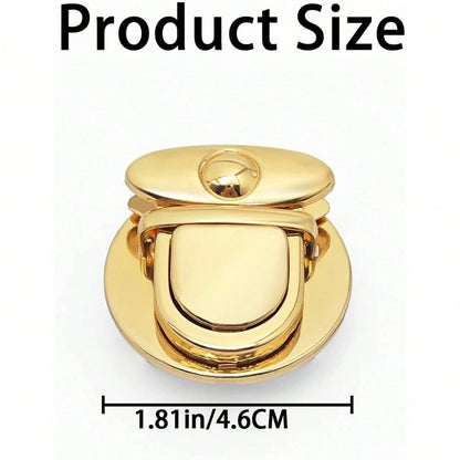 Minimalist Glossy Gold Round Push-Twist Lock Bag Hardware Replacement, Rust-Proof Anti-Oxidation Wear-Resistant DIY Leather Craft Handmade Bag Lock Clasp Accessory, Universal Gold Push Lock Fits Quilt