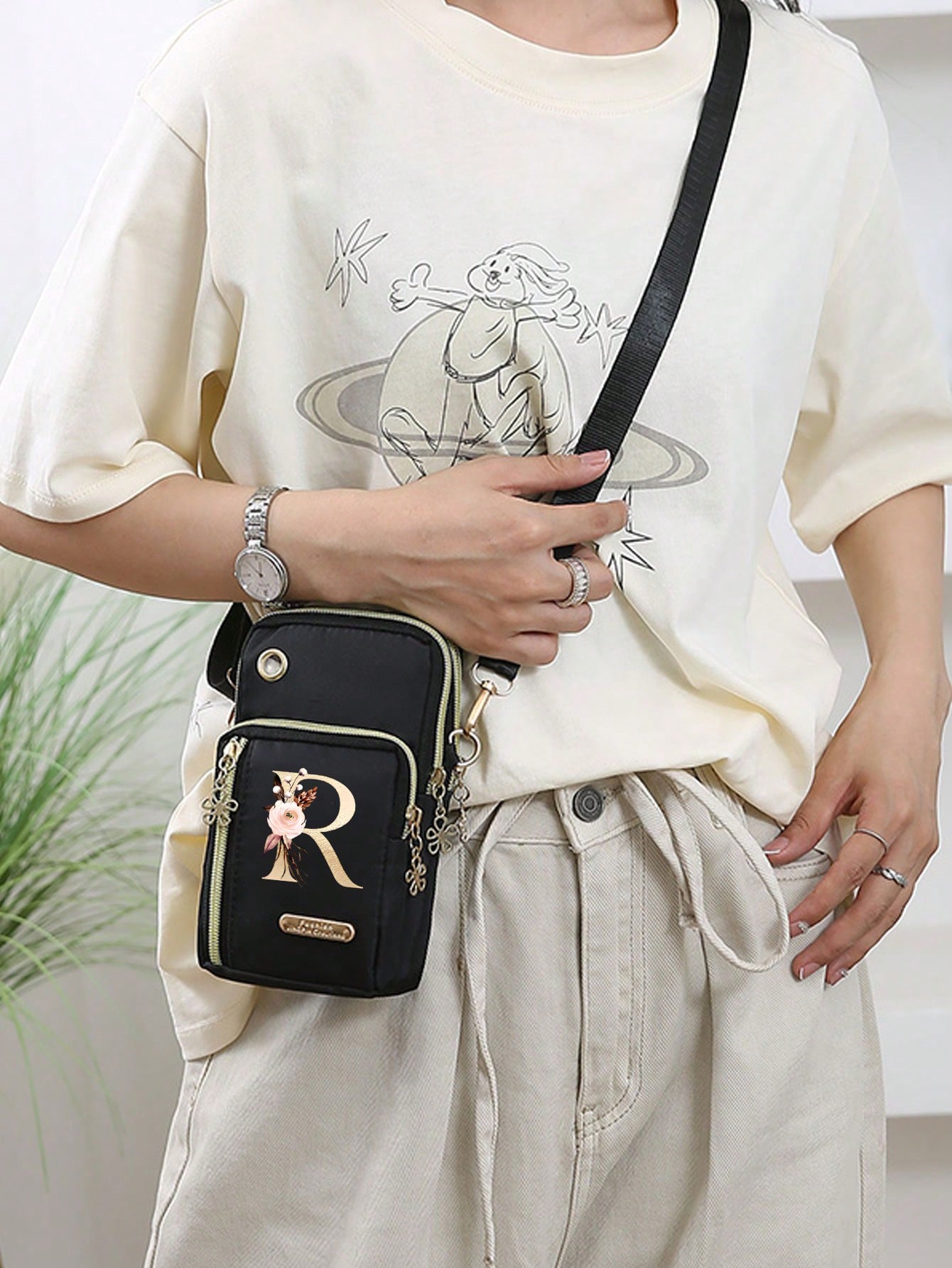 Minimalist Letter Design Mini Crossbody Bag With Phone Pocket And Wallet, Suitable For Casual Daily Use, Water-Resistant Crossbody/Shoulder/Side Bag/Square Bag, Essential Item For Vacation, College St