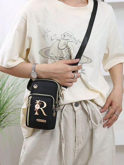 Minimalist Letter Design Mini Crossbody Bag With Phone Pocket And Wallet, Suitable For Casual Daily Use, Water-Resistant Crossbody/Shoulder/Side Bag/Square Bag, Essential Item For Vacation, College St