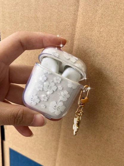 Minimalist White Pink Black Flower Element Bluetooth Earphone Case Shiny White Flower Protective Case Compatible With Airpods Pro 3, Pink 3 Earphone Case, Soft Minimalist Black Floral Bluetooth Earpho