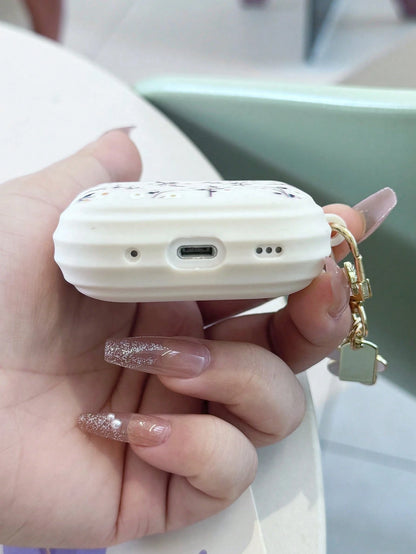 Minimalist White Pink Black Flower Element Bluetooth Earphone Case Shiny White Flower Protective Case Compatible With Airpods Pro 3, Pink 3 Earphone Case, Soft Minimalist Black Floral Bluetooth Earpho