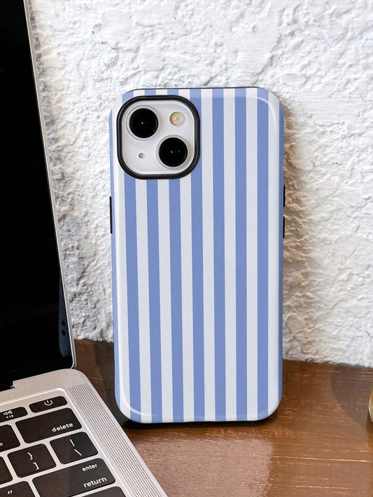 Minimalist White Pink Stripe Elements Fashion Phone 1pc Minimalist Artistic Colorful Striped Pattern Glossy 2-In-1 Phile Full Coverage Hard Phone Compatible With/Compatible With 11/12/13/14/15/16/17 P