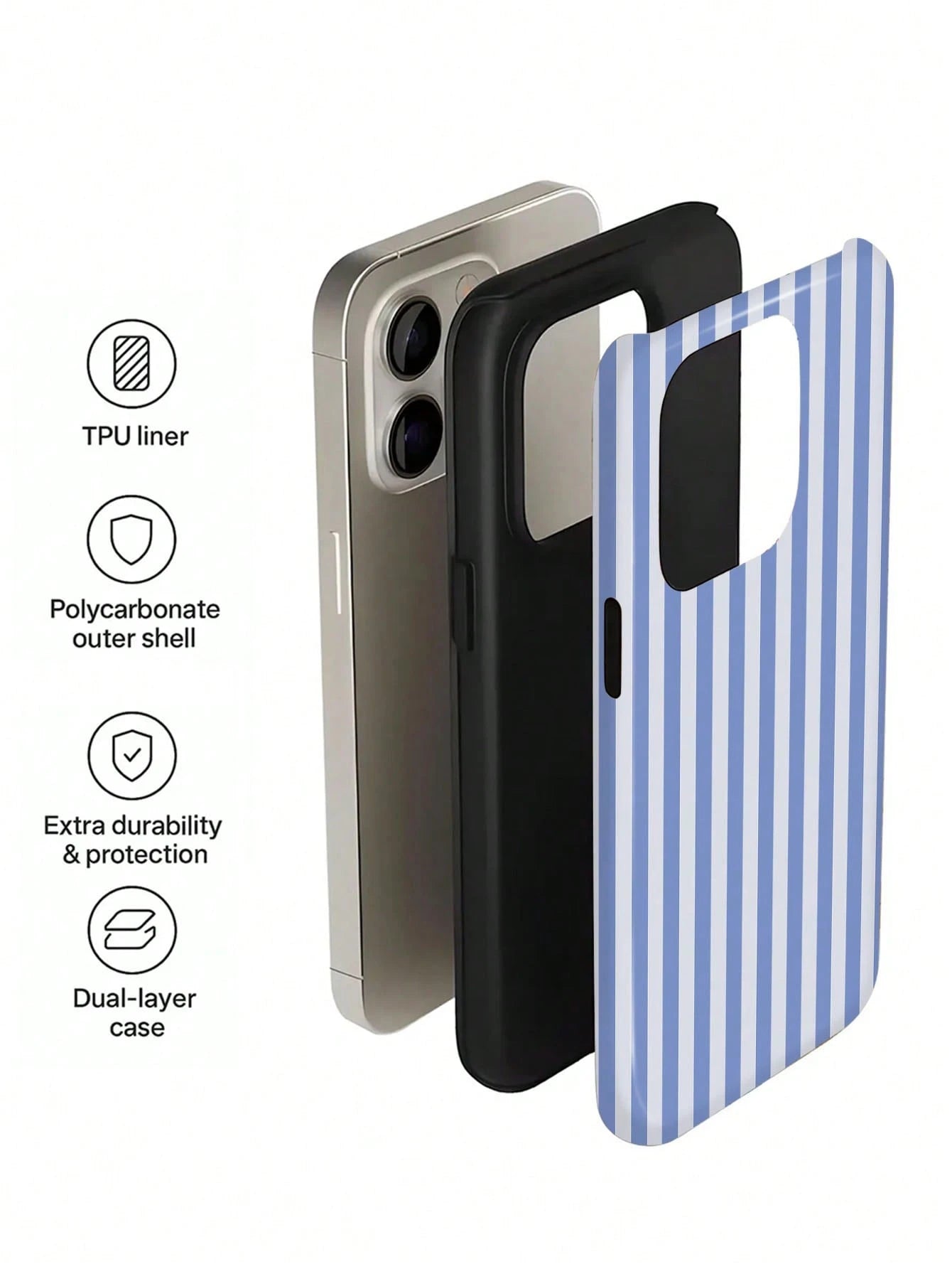 Minimalist White Pink Stripe Elements Fashion Phone 1pc Minimalist Artistic Colorful Striped Pattern Glossy 2-In-1 Phile Full Coverage Hard Phone Compatible With/Compatible With 11/12/13/14/15/16/17 P