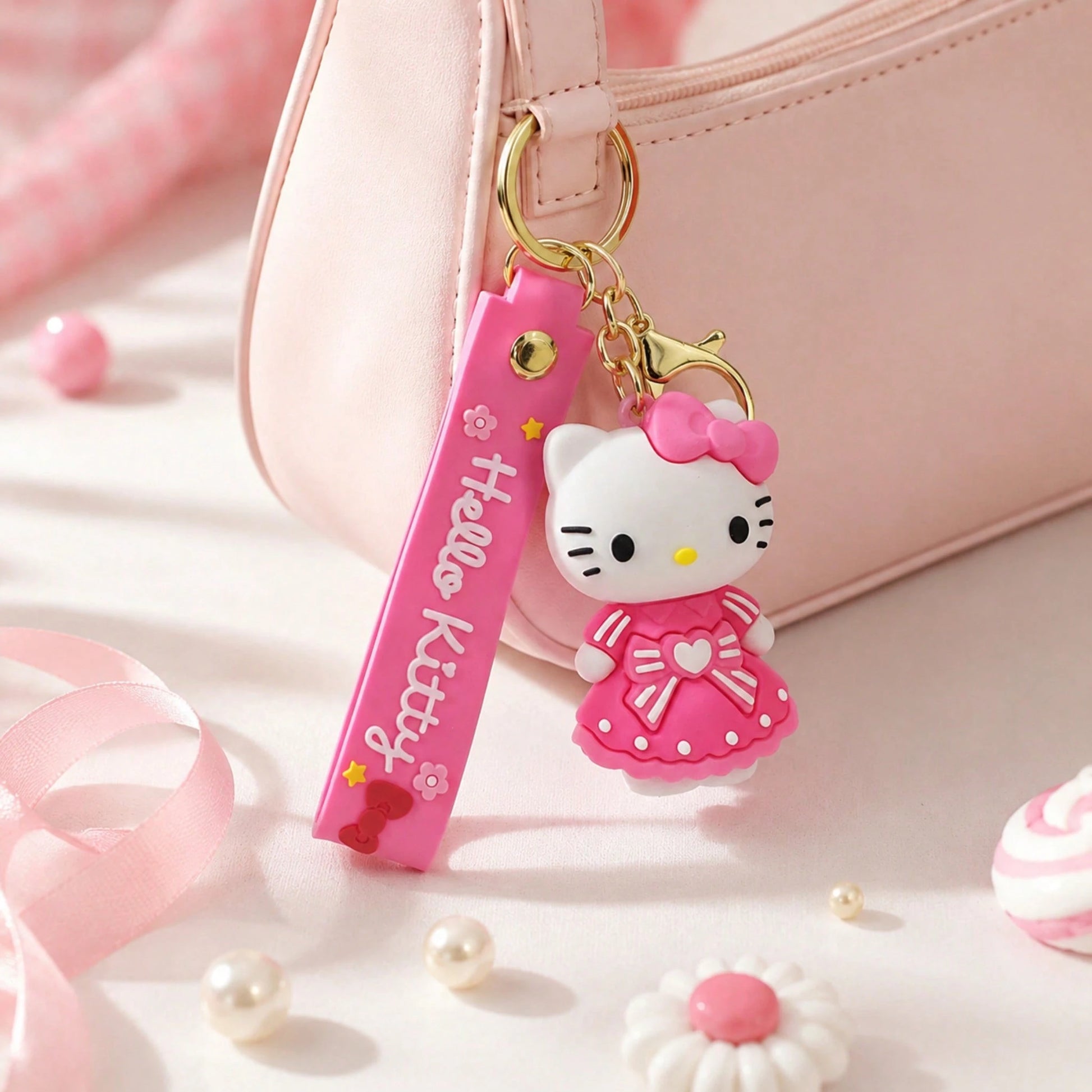 Miniso Hello Kitty Keychain, Aesthetic Pink Bag Charm, Backpack Pendant, Student School Bag Decoration Accessory, Back To School Gift