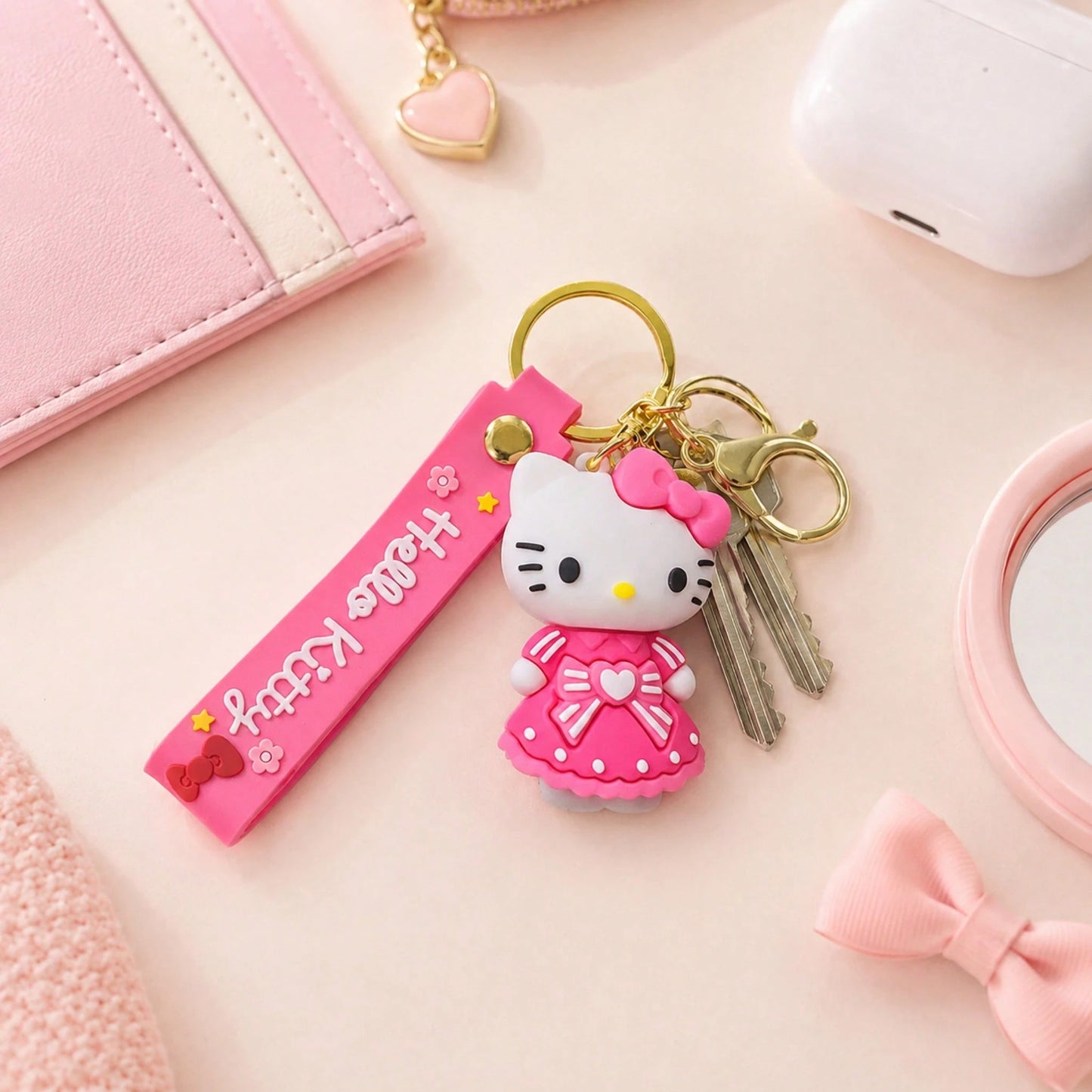 Miniso Hello Kitty Keychain, Aesthetic Pink Bag Charm, Backpack Pendant, Student School Bag Decoration Accessory, Back To School Gift