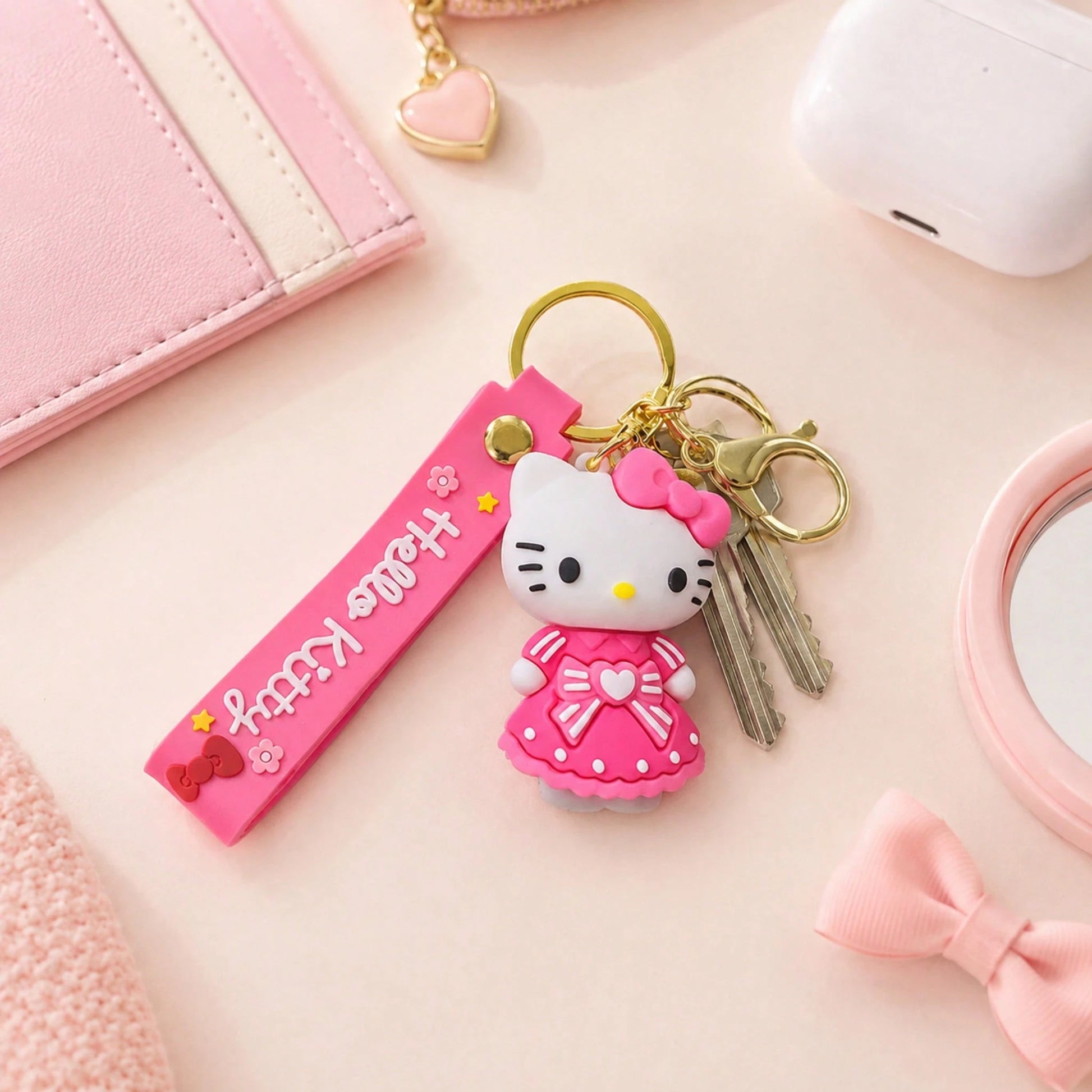 Miniso Hello Kitty Keychain, Aesthetic Pink Bag Charm, Backpack Pendant, Student School Bag Decoration Accessory, Back To School Gift