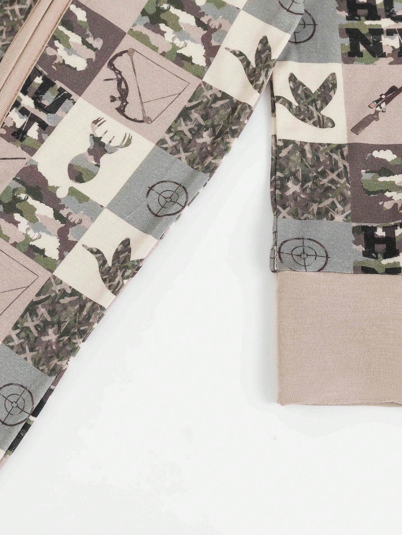 MIOZING Baby Hunting Camo Romper, Deer Duck Target Patchwork Print Bamboo Zipper Jumpsuit, Long Sleeve Outfit, Holiday & Daily Wear For Baby Boys