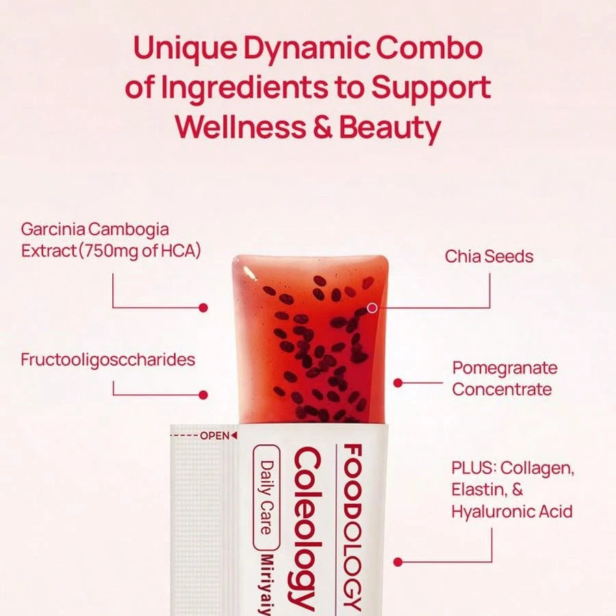 Miriyalyad [Weight Loss Products]Coleology Cutting Jelly 10days- Garcinia Cambogia (HCA), Chia Seeds Collagen, Hyaluronic Acid, Pomegranate Flavored 8.81 Oz/10 Sticks
