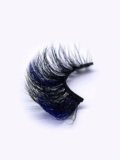 Mkhlina Colored Blue Mink Lashes Fluffy Wispy Volume False Eyelashes Dramatic Cat Eye Strip Lashes For Party Makeup