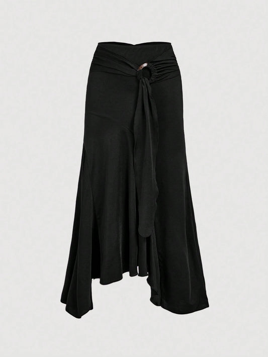 MOD Ruffle Hem Asymmetrical Hem Skirt