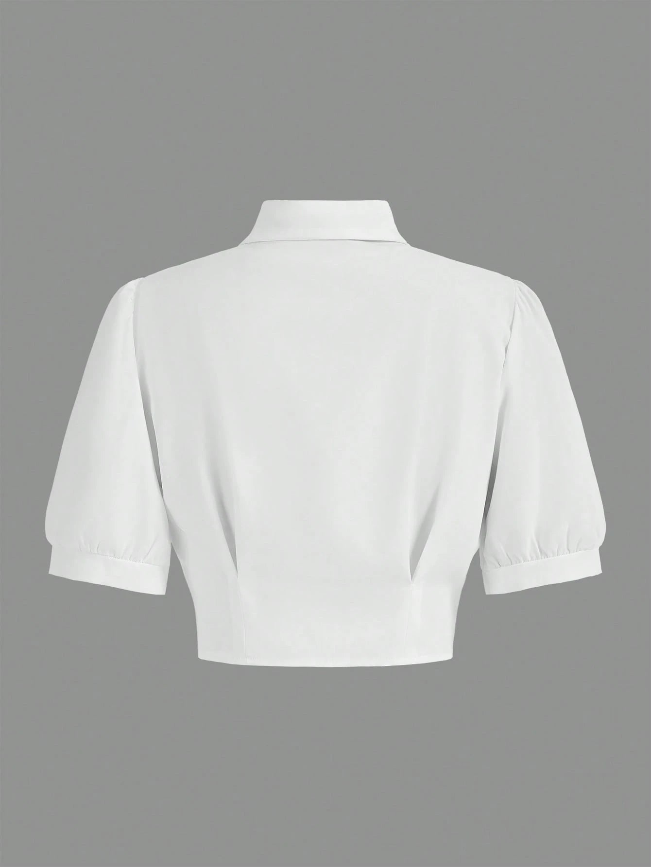 MOD Solid Crop Shirt With Tie,Short Sleeve Tops, Graduation