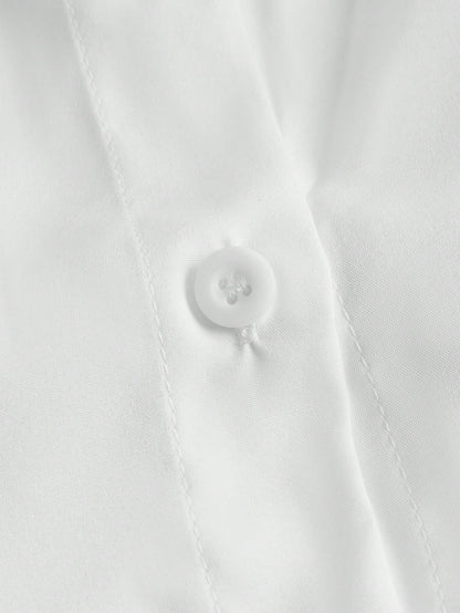 MOD Solid Crop Shirt With Tie,Short Sleeve Tops, Graduation