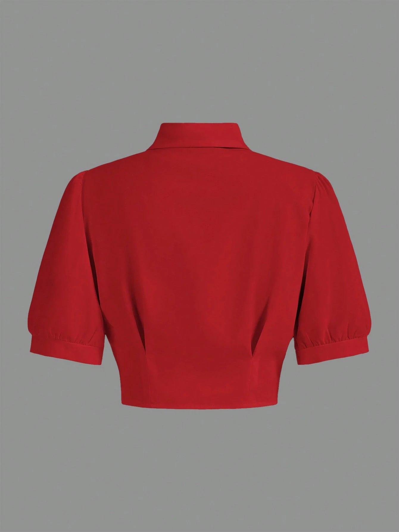 MOD Solid Crop Shirt With Tie,Short Sleeve Tops, Graduation