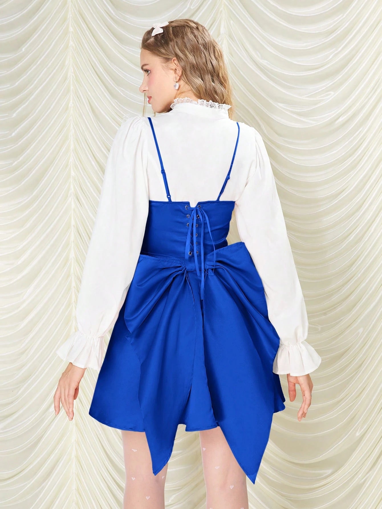 MOD Women's Solid Color Bow Back Bow Decor Elegant Camisole Dress