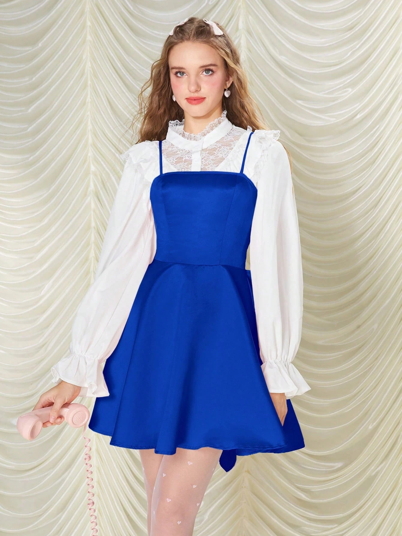 MOD Women's Solid Color Bow Back Bow Decor Elegant Camisole Dress