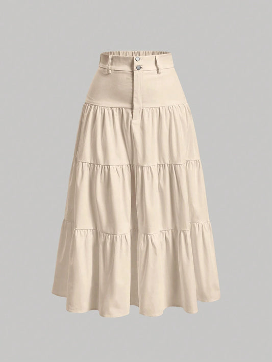 MOD Women's Solid Color High-Waist Skirt With Ruffle Hem