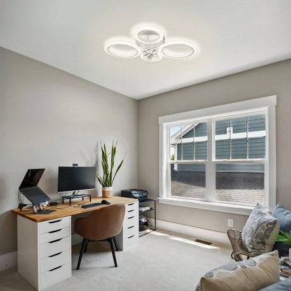 Modern LED Ceiling Light, 4 Rings Kitchen Flush Mount Ceiling Light, 4000K Dimmable Lighting Fixture Ceiling Lamp For Bedroom, Foyer, Laundry Room, Closet (Dimmer Not Included)