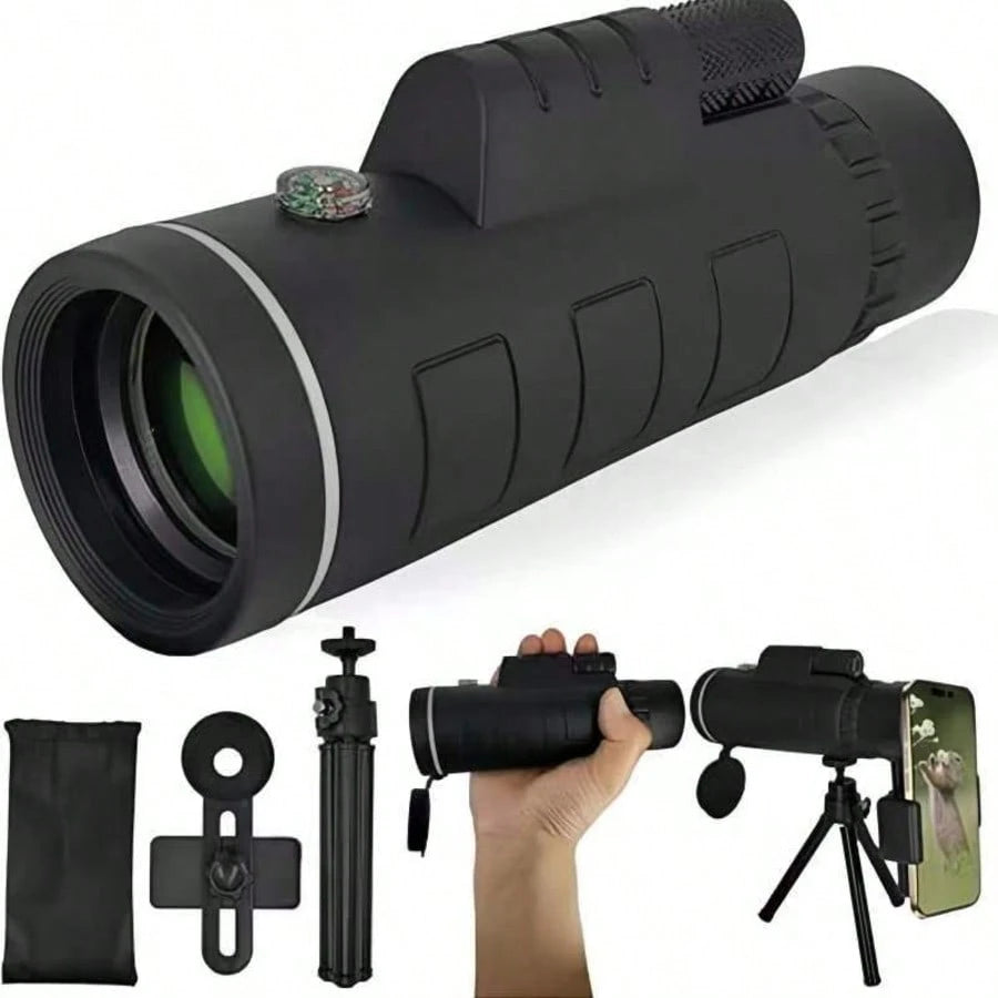 Monocular Telescope With Smartphone Adapter And Telescope Cases, Telescope For Adults High Powered, Monocular For Adults, Compact Low Light Vision For Wildlife, Hunting, Camping,Adventures