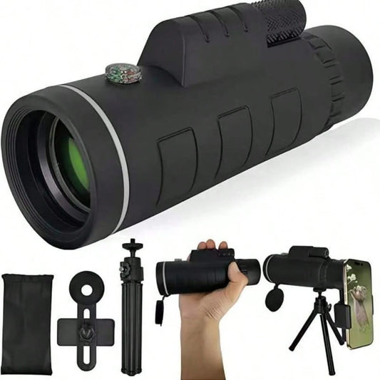 Monocular Telescope With Smartphone Adapter And Telescope Cases, Telescope For Adults High Powered, Monocular For Adults, Compact Low Light Vision For Wildlife, Hunting, Camping,Adventures