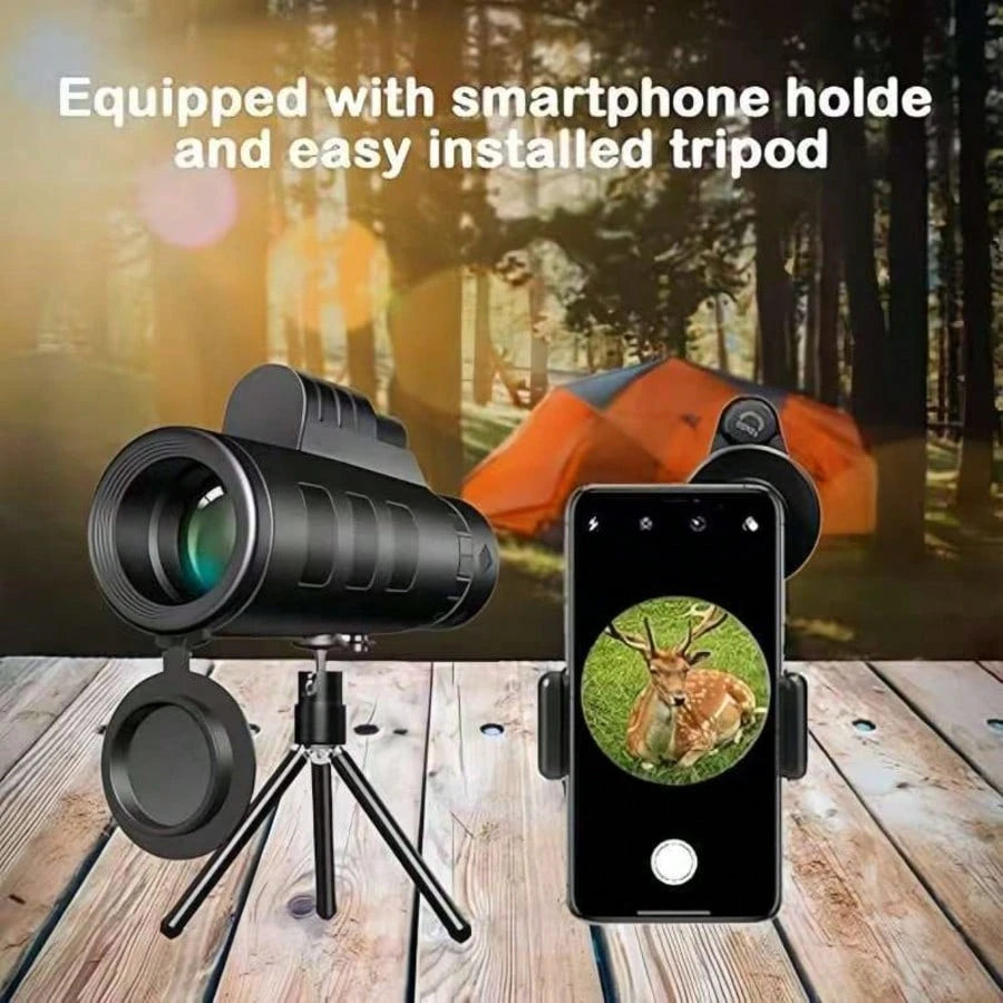 Monocular Telescope With Smartphone Adapter And Telescope Cases, Telescope For Adults High Powered, Monocular For Adults, Compact Low Light Vision For Wildlife, Hunting, Camping,Adventures