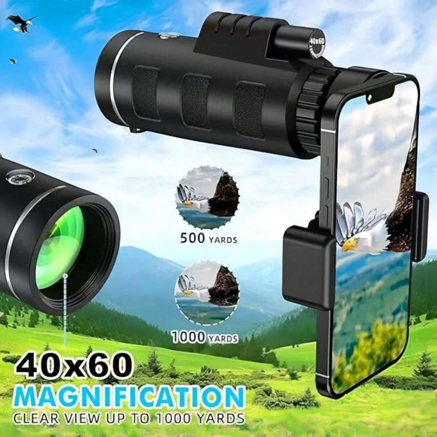 Monocular Telescope With Smartphone Adapter And Telescope Cases, Telescope For Adults High Powered, Monocular For Adults, Compact Low Light Vision For Wildlife, Hunting, Camping,Adventures