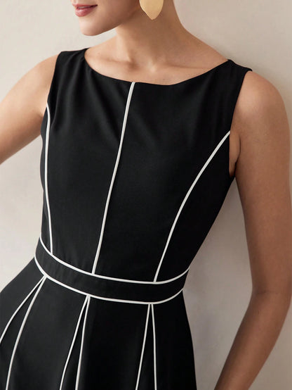 MOTF PREMIUM CONTRAST PIPING TANK DRESS