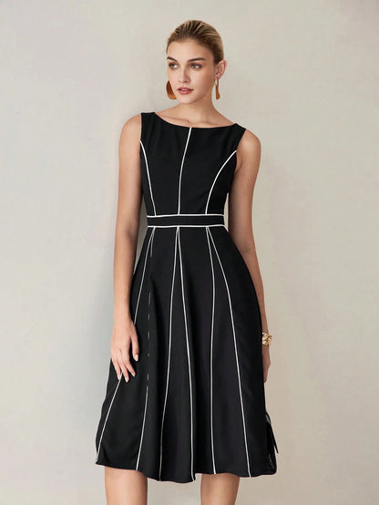 MOTF PREMIUM CONTRAST PIPING TANK DRESS