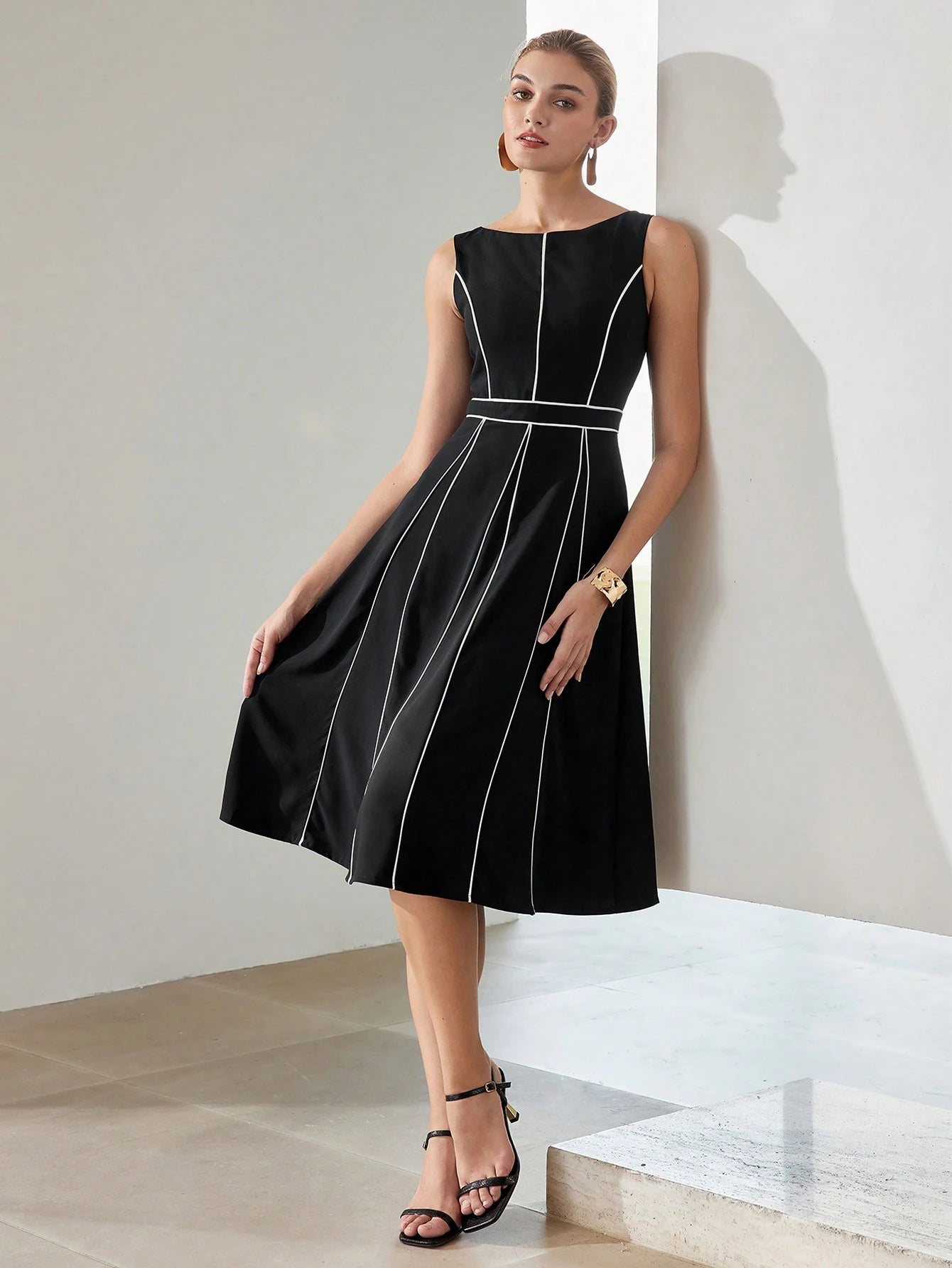 MOTF PREMIUM CONTRAST PIPING TANK DRESS