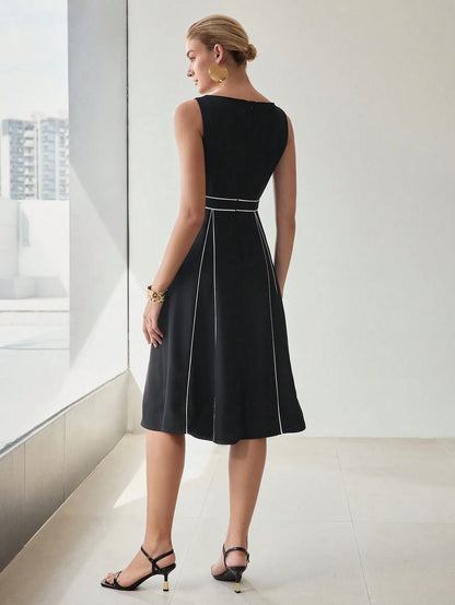 MOTF PREMIUM CONTRAST PIPING TANK DRESS
