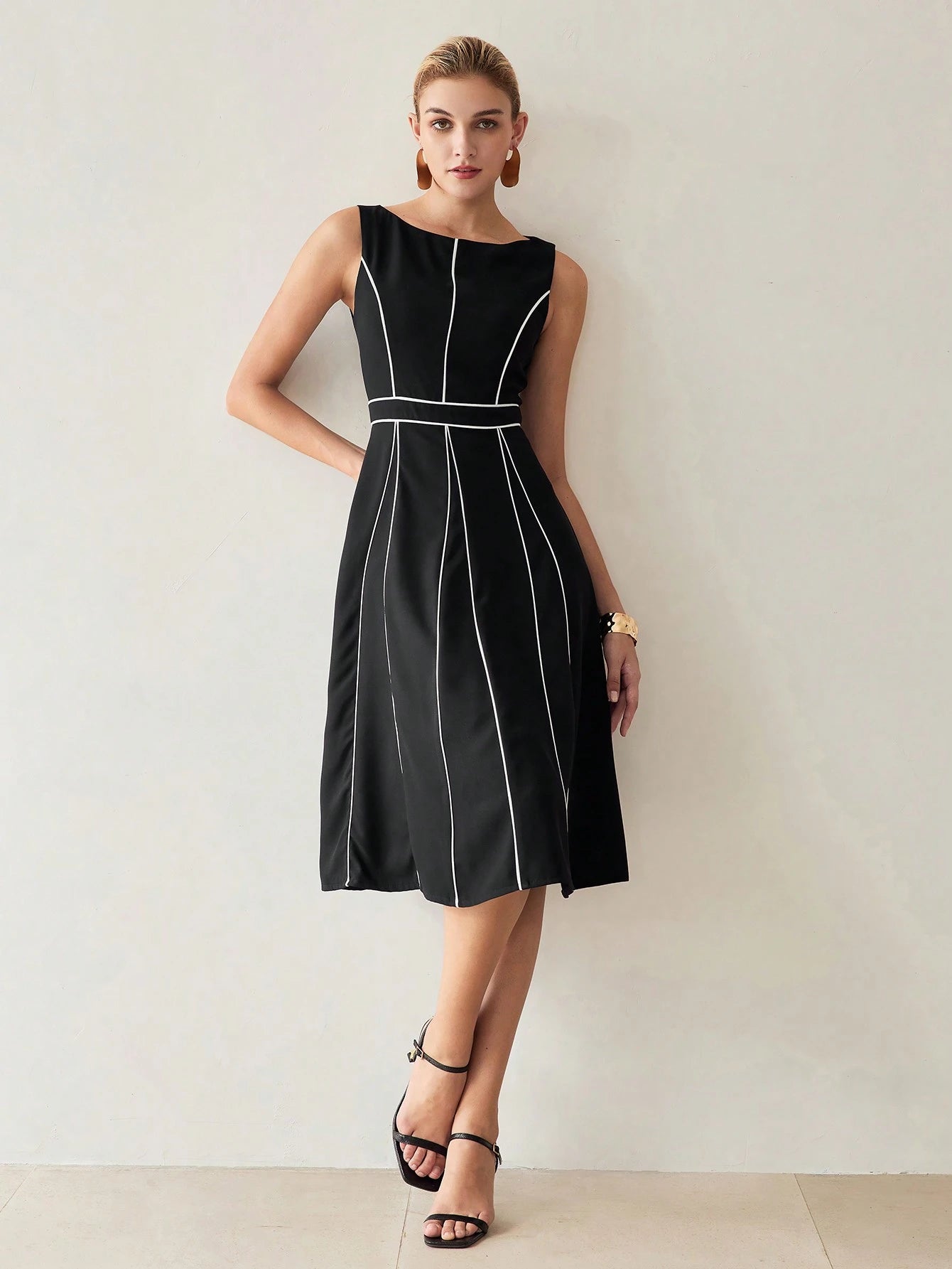 MOTF PREMIUM CONTRAST PIPING TANK DRESS