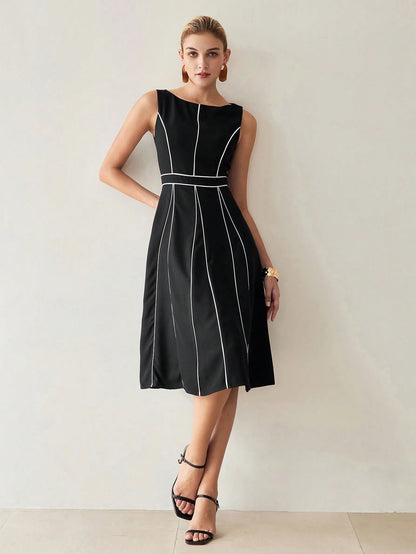 MOTF PREMIUM CONTRAST PIPING TANK DRESS