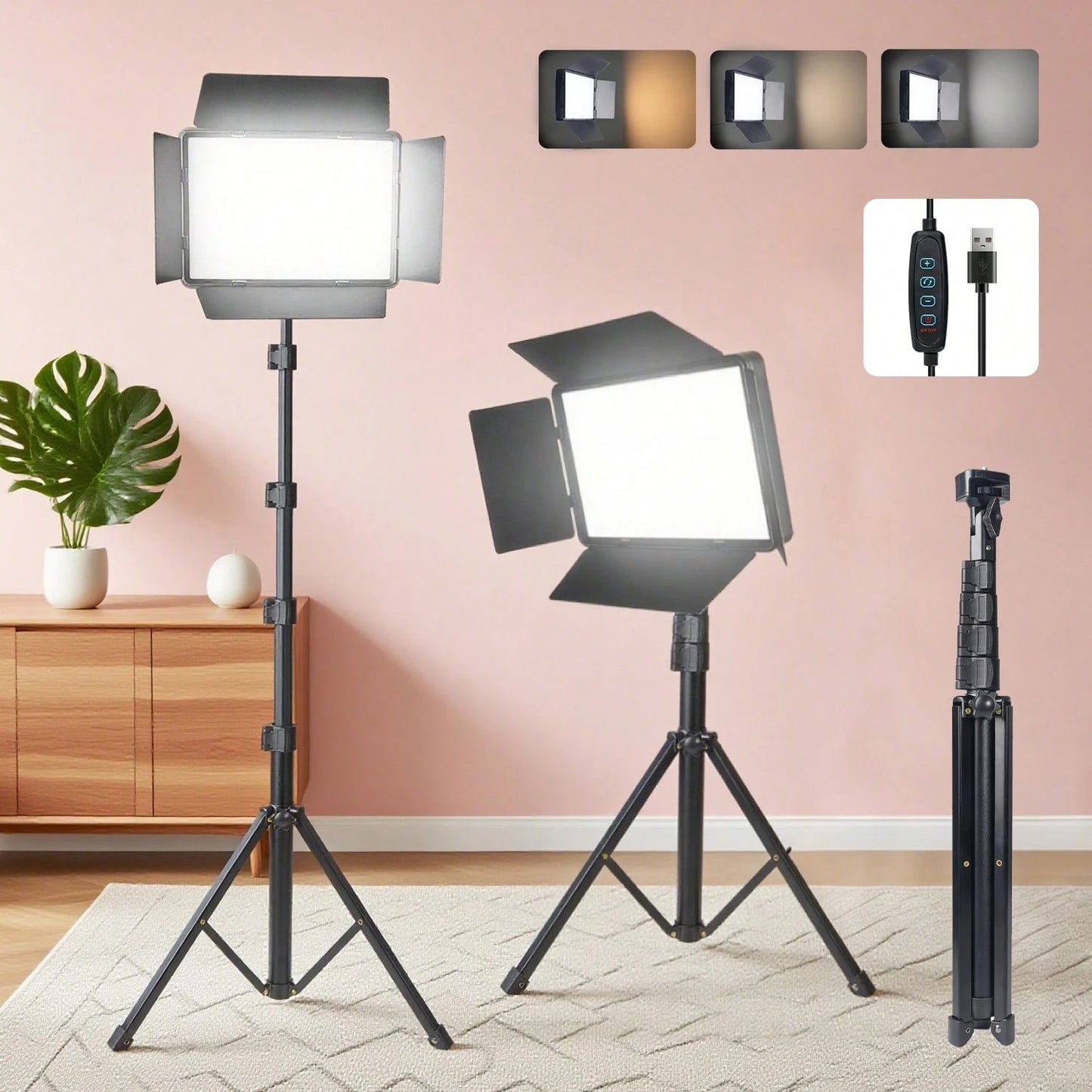 Multi Functional 10 Inch LED Fill Light Portable Photography Live Light 145cm Adjustable Bracket With Three Color Modes (Color Temperature, Cool White, Warm Light) Adjustable With Windshield Partition