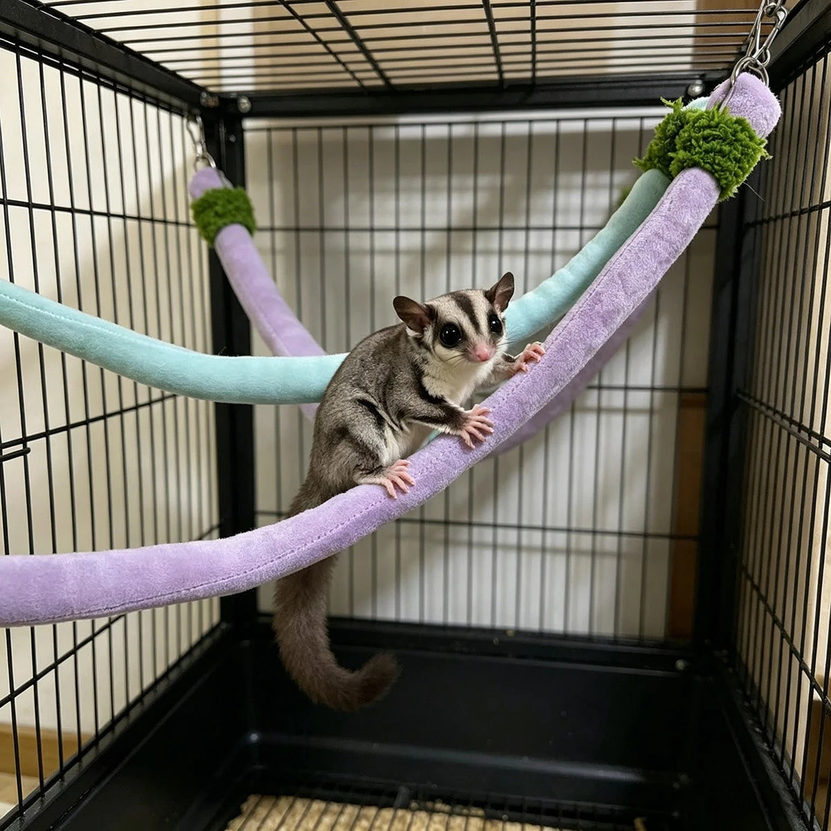 Multi-Functional Pet Cage Hammock & Climbing Ladder, Fun Swing Rope Bridge Toy For Small Animals Like Parrots & Hamsters, Interactive Playground Accessory