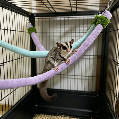 Multi-Functional Pet Cage Hammock & Climbing Ladder, Fun Swing Rope Bridge Toy For Small Animals Like Parrots & Hamsters, Interactive Playground Accessory