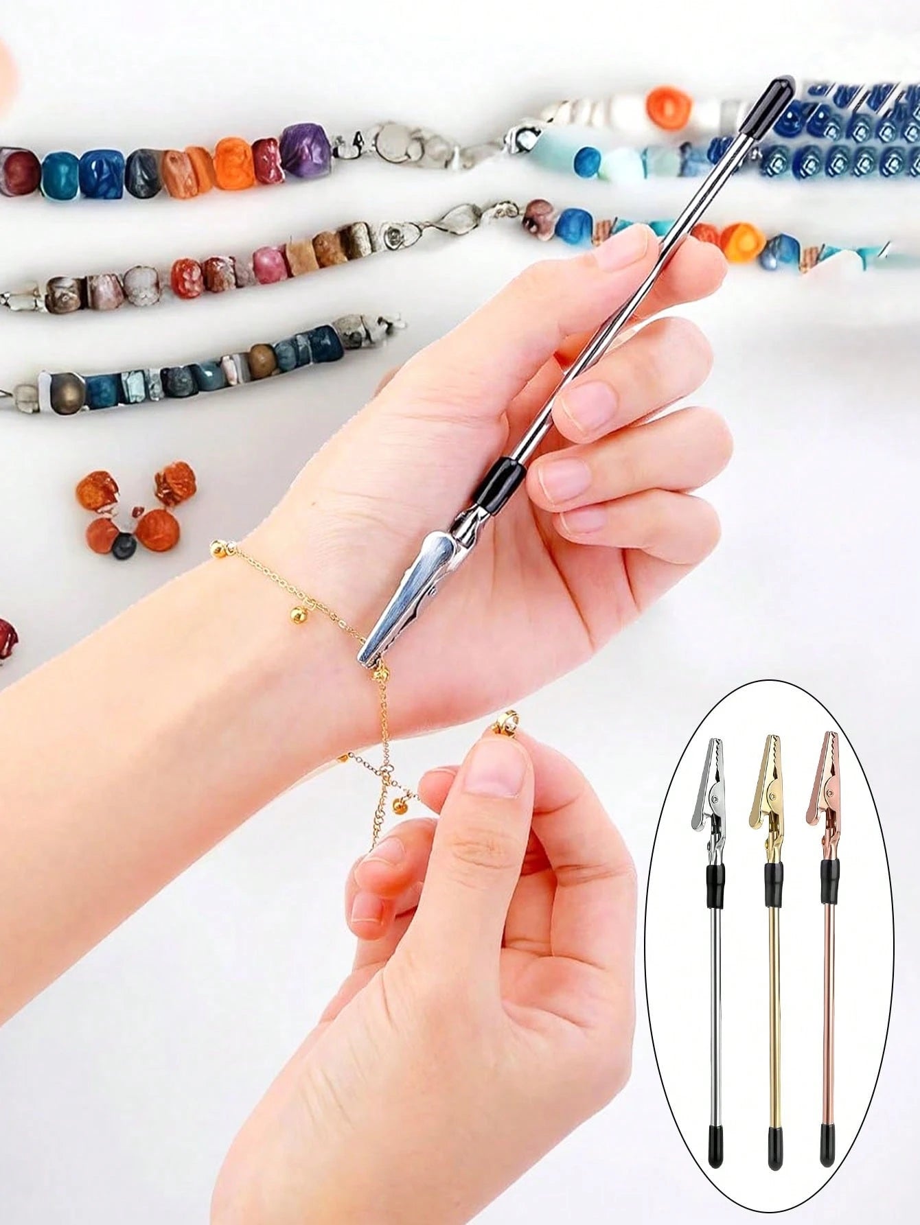 Multicolor Bracelet Helper Tool, Bracelet Clasp Fastener, Jewelry Wearing Aid With Alligator Clip For Bracelet, Necklace & Watch, Portable Accessory