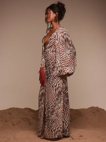 MUSERA Floral Paisley Print Cute Chiffon Relaxed Long Sleeve Light Weight Spring Summer Beach Club Maxi Dress Vacation Wedding Guest Fall Elegant Date