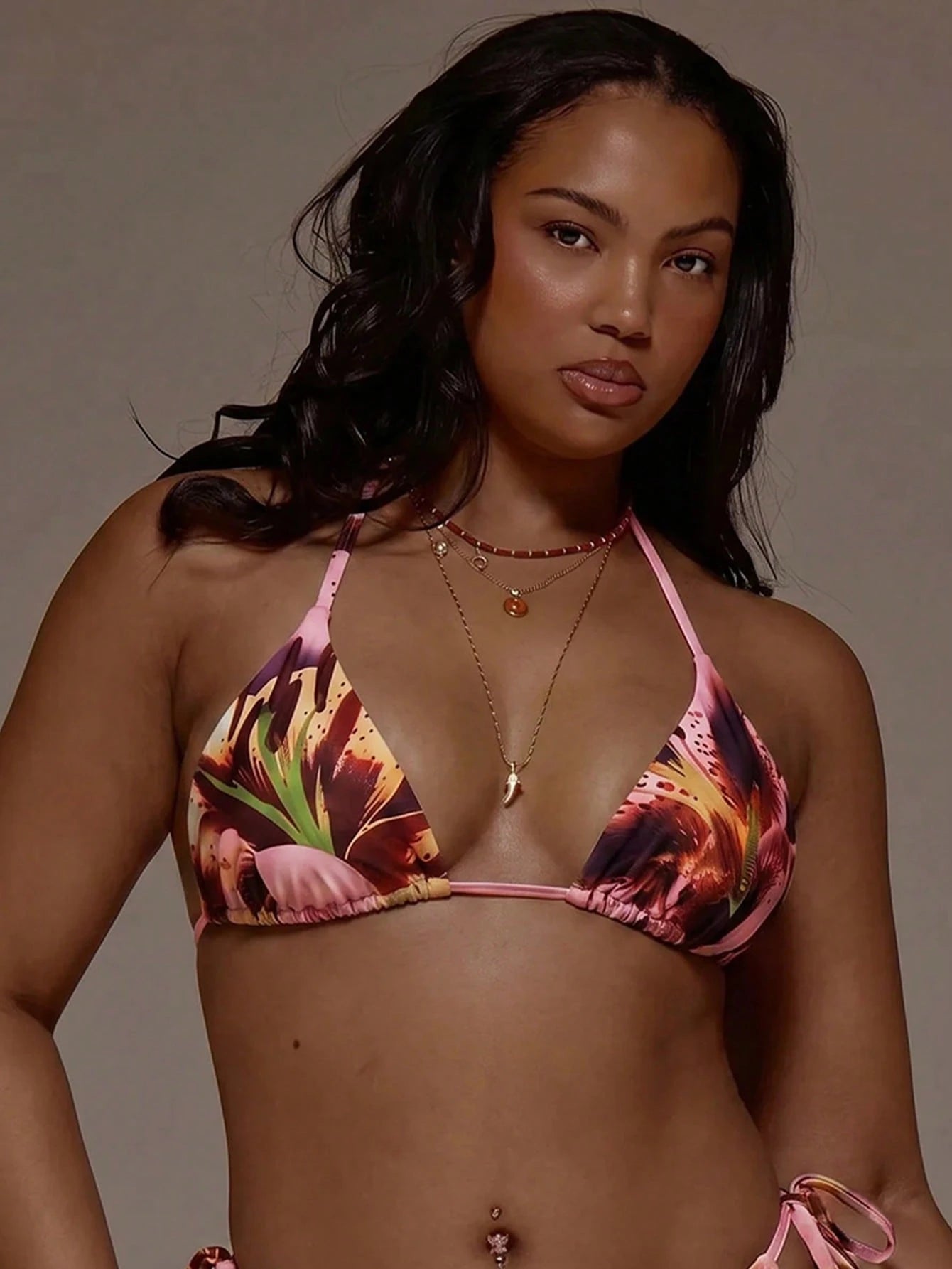 MUSERA Plus Size Ombre Print Triangle Bikini Top Only Spring Summer Cute Vacation Holiday Festival Ibiza Sexy