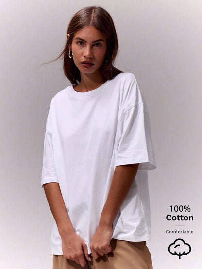 MUSERA Soft Oversized Crew Neck T Shirt Casual Vacation Capsule Wardrobe Everyday Oversized Tee Airport Back To School
