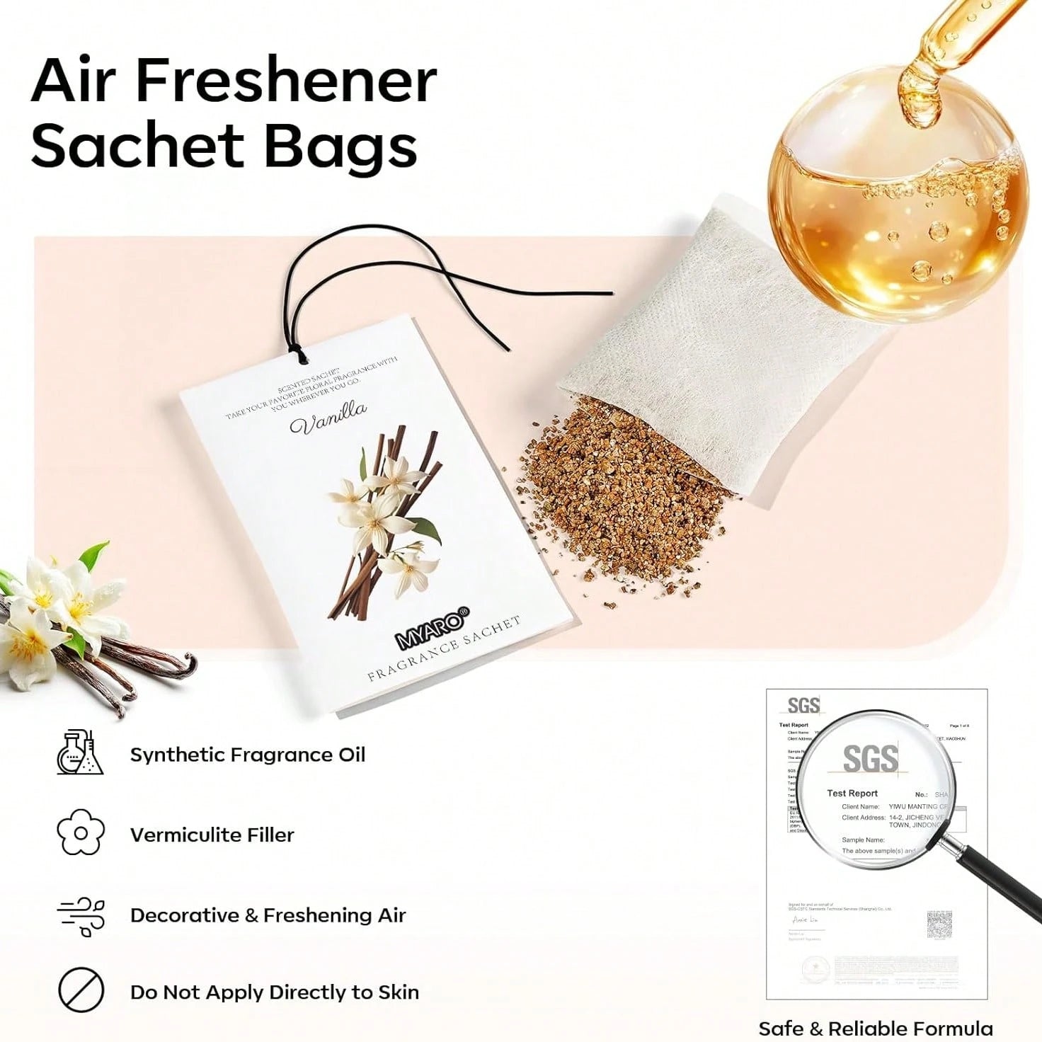 MYARO 12 Packs Vanilla Scented Sachets For Drawer And Closet, Long-Lasting Closet Sachet Bags Drawer Deodorizers Fresh Scents, Home Fragrance For Lover