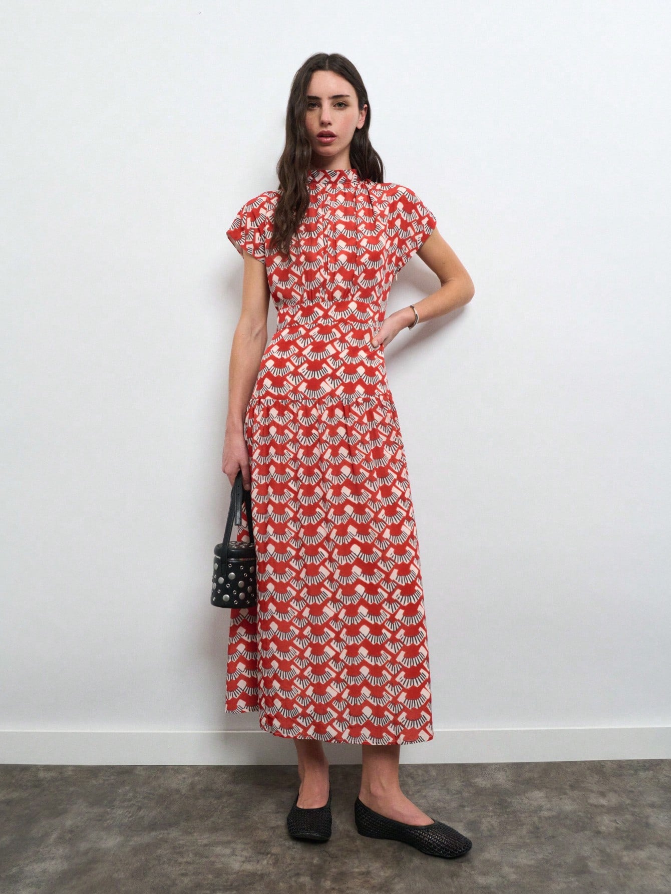 Nöista Red Printed Maxi Dress With A-Line Fit For Summer, Vacation And Casual Elegant Looks.