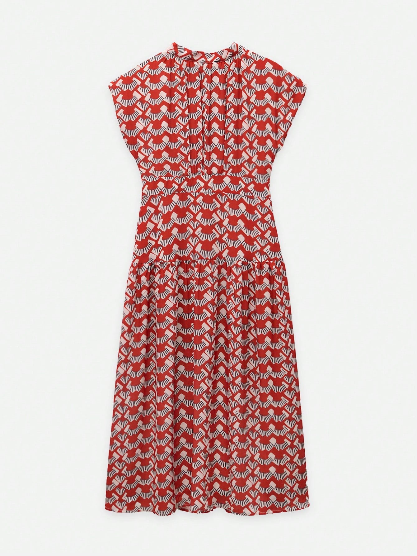 Nöista Red Printed Maxi Dress With A-Line Fit For Summer, Vacation And Casual Elegant Looks.