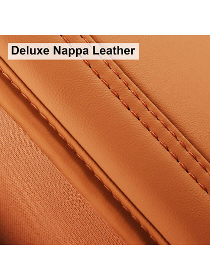 Nappa Leather Waterproof Fully Covered Car 5 Seat Cover With Headrest Pillow Universal Fit Non-Slip Front Rear Back Interior Seat Cushions Protector Easy To Install