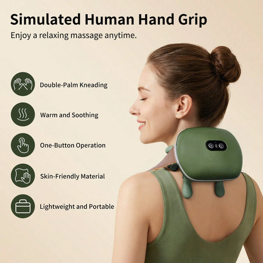 Neck And Shoulder Relaxation Multi-Functional Massage Pillow- Wireless Charging Humanoid Hand Rubbing Pad- Suitable For Multiple Areas With Data Cable